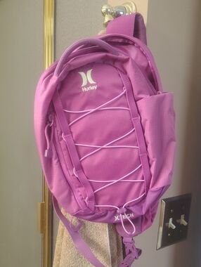 Hurley Purple-Pink Sling Backpack with Bungee Front